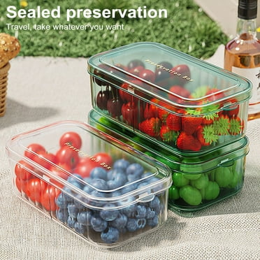 Eoperou Fridge Storage Containers for Fruits Vegetables with Adjustable Air Vent Removable Basket BPA-Free Crisper Box for Organizing Snacks