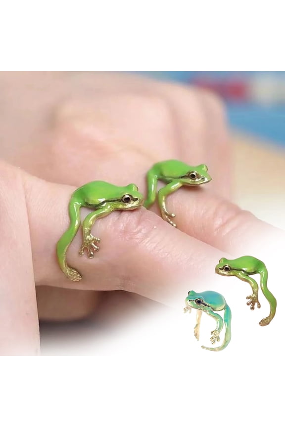 Frog Ring Cute Colorful Adjustable Tree Frog Rings Handmade Fun Jewelry Perfect Unique Gift Cute Animal Rings for Beach Summer Party.