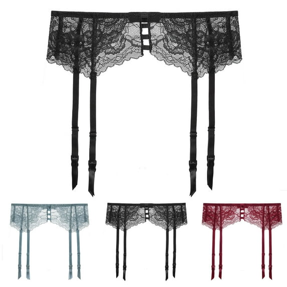 Eoperou Garter Belt See-Through Non-Irritation Fade-Resistant Friendly to Skin Easy-wearing Non-Slip Attractive Women Sexy Wide Strap Garter Underwear Birthday Gift