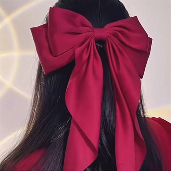 Eoperou Girls Hair Clip Bow Ribbon Satin Accessory Korean Style Good Elasticity Hairpin Hair Accessories