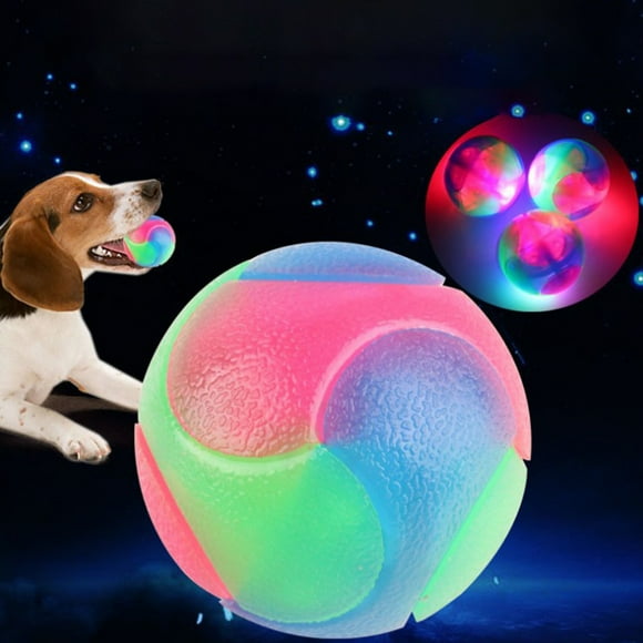 Eoperou Glowing Ball Elastic Happy Exercise Rubber Flashing Elastic Ball Pet Supply for Home