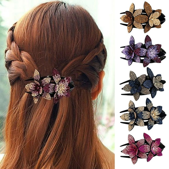 Eoperou Hair Clip Shiny Fix Hair Rhinestone Anti-deformed Anti-slip Hair Pin Hair Accessory
