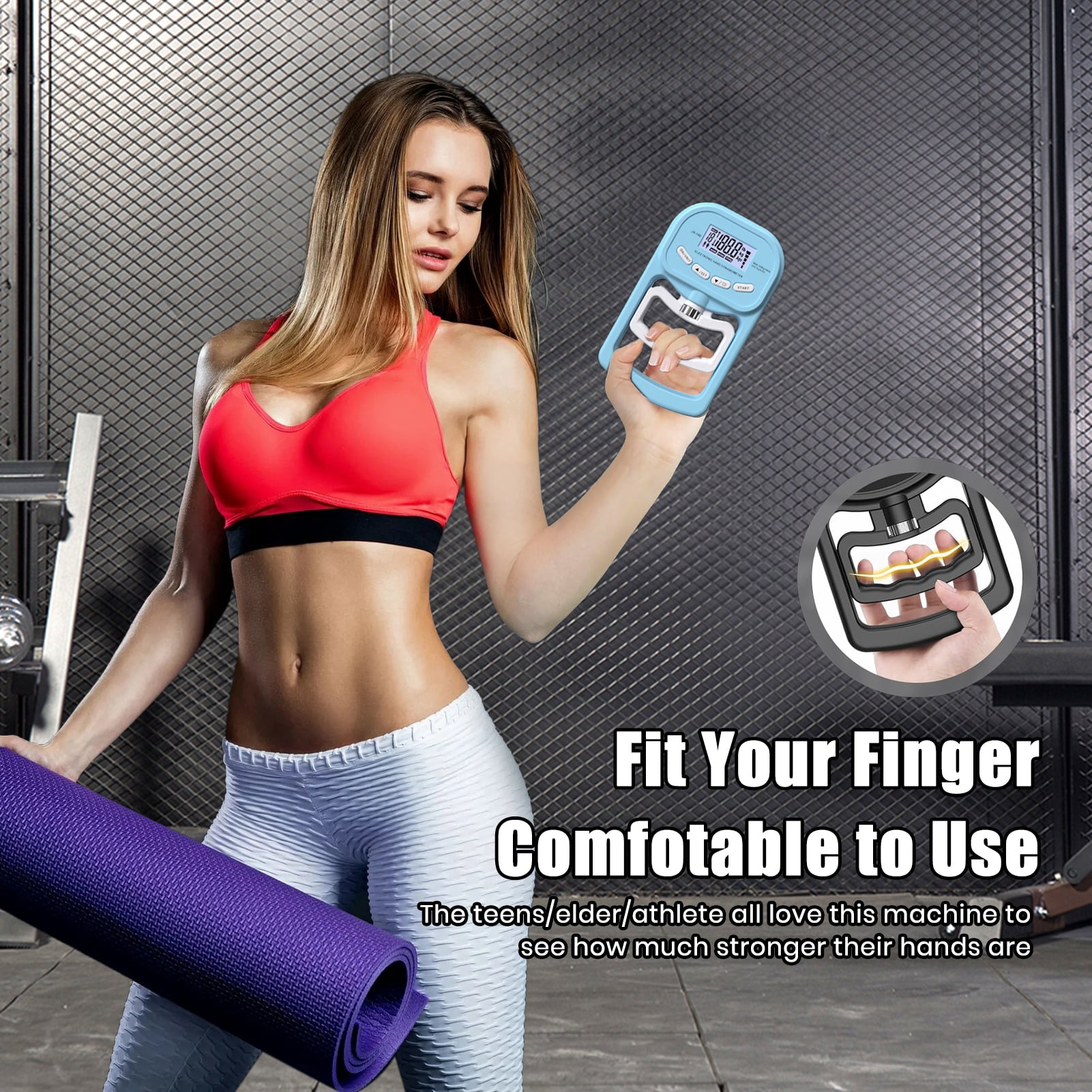 Eoperou Hand Dynamometer: Grip Strength Trainer 396 Lbs Electronic Hand Exerciser Tester with LCD