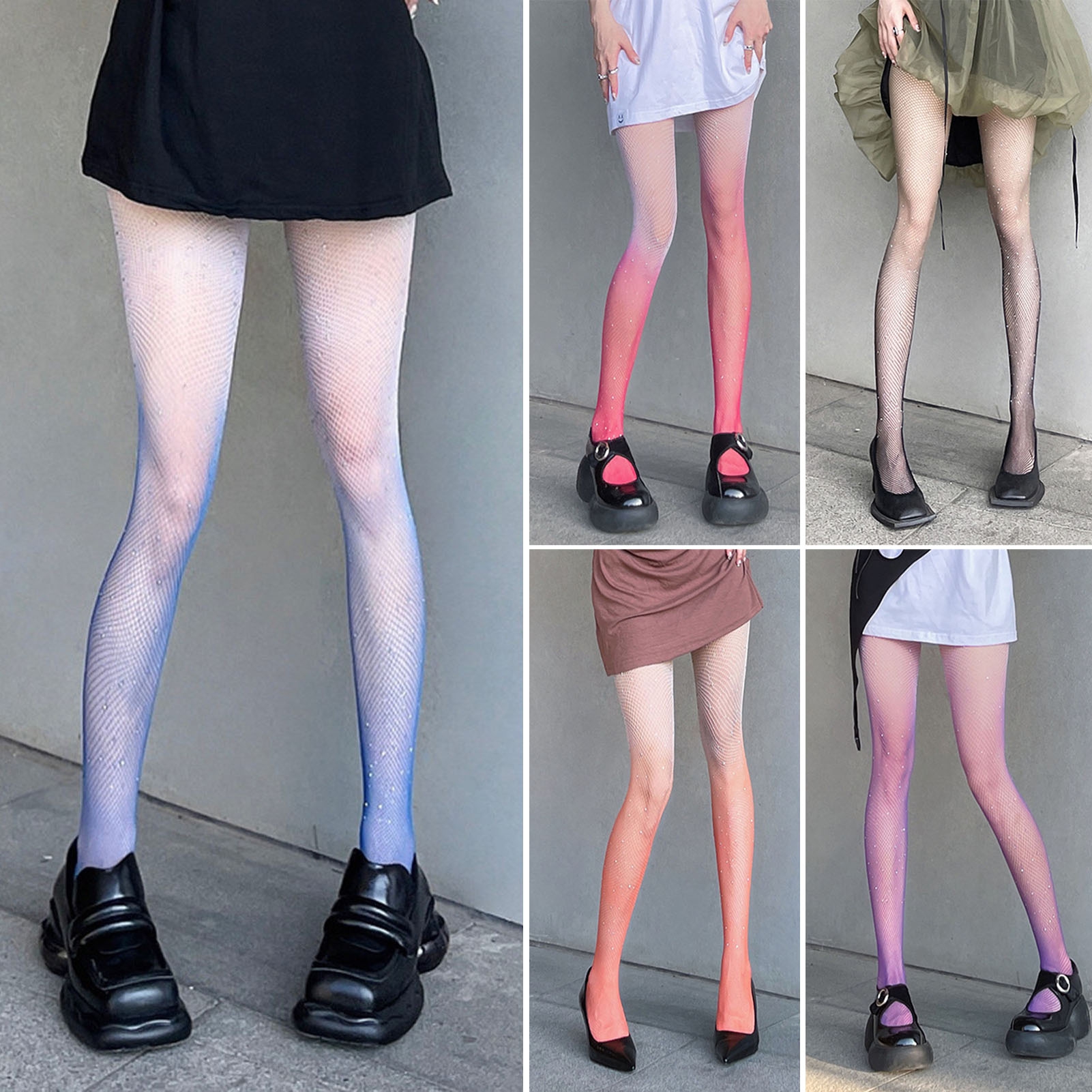 Gradient Hose Eoperou Hot Drilling Decor High-Waist Thin Bottomed Pantyhose Sexy ...