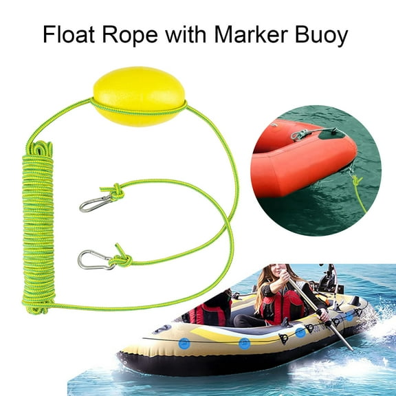 Eoperou Kayak Float Rope Tow Line with Marker Buoy PVC Ball Stainless Steel Carabiner High Visibility Heavy Duty Drift Sock Harness Nylon Rope Boat Accessories