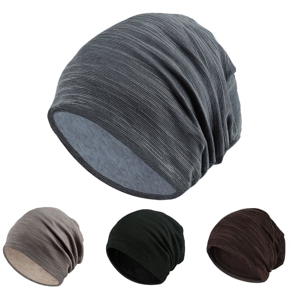Eoperou Knitted Hat Striped Baggy Slouchy Thin Breathable Windproof Solid Color Spring Autumn Women Men Beanie Skull Cap for Outdoor