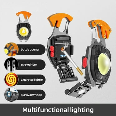 Eoperou LED Keychain Work Light Rechargeable Mini Flashlight High Lumens Super Bright Multifunction Portable Lamp with Screwdrivers Bottle Opener
