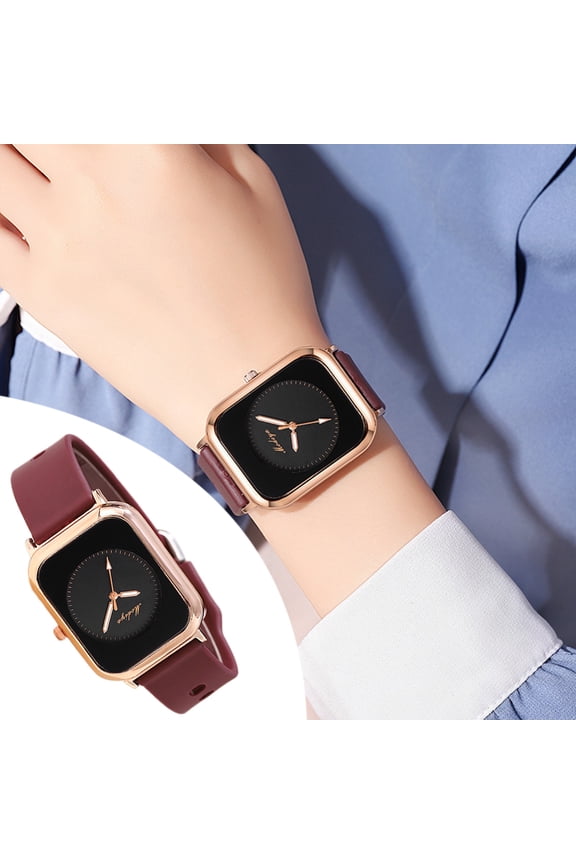 Ladies Quartz Watch Square Dial Silicone Adjustable Strap No Delay Time-checking High Accuracy Exquisite Wristwatch Business Timepiece