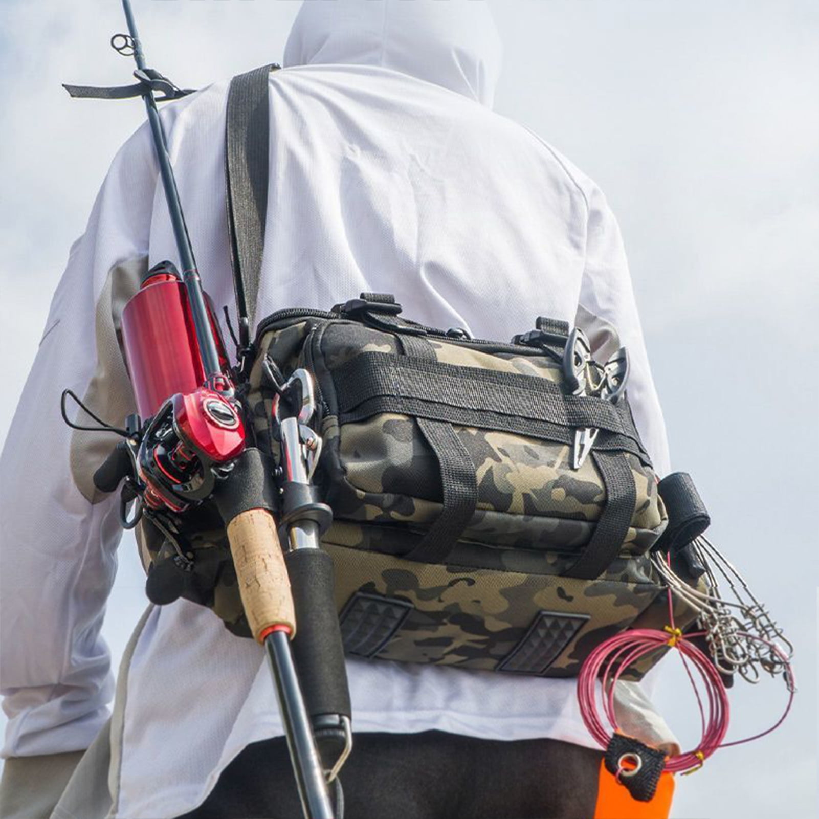 Eoperou Large Capacity Fishing Gear Bag: Waterproof Oxford Cloth Multi-Pocket Portable Fishing Accessories Organizer