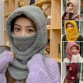 thumbnail image 1 of Eoperou Letter Stitch Print Solid Color Thickened Ear Scarf Hat Women Winter Plush One piece Neck Warmer Face Cover Cap Costume Accessories, 1 of 8