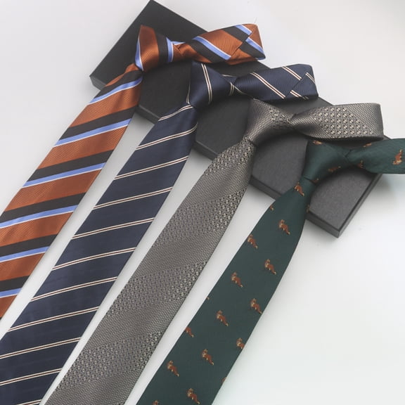 Eoperou Men Tie Fashion Pattern Smooth Adjustable Arrowhead Type Super Soft Silk-like Looking Formal Business Tie Banquet Host Wedding Wear