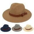 thumbnail image 1 of Eoperou Panama Hat Straw Weaving Folding Men Women Anti Sun Waterproof Travel Cap for Beach, 1 of 8
