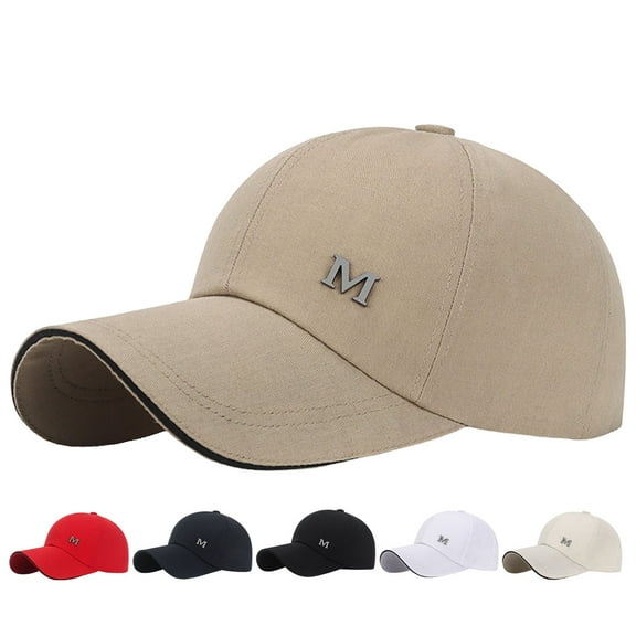 Eoperou Peaked Hat Extended Brim Adjustable Solid Color Unisex Ponytail Hole Sunscreen Comfortable Leisure Baseball Hat Men Head Accessory