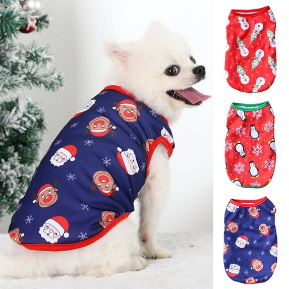 Eoperou Pet Apparel Christmas Series Pattern Cosplay Skin-friendly Pet Dog Cats Vest Outfit for Holiday