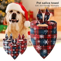Eoperou Pet Bib Plaid Pattern Decorative Polyester Fashion Pet Dogs Bandana for Christmas