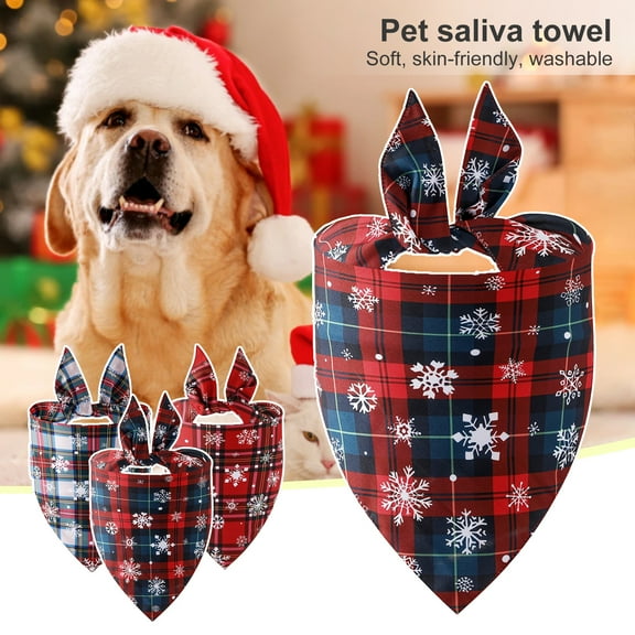 Eoperou Pet Bib Plaid Pattern Decorative Polyester Fashion Pet Dogs Bandana for Christmas