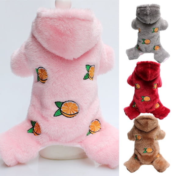 Eoperou Pet Clothes Exquisite Pattern Super Soft Coral Fleece Winter Pet Dog Pajamas Jumpsuit Decor for Outdoor