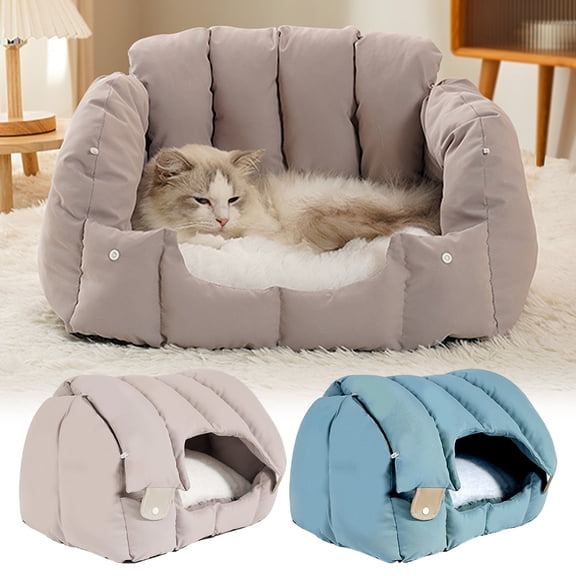 Eoperou Pet Sofa Dual-Purpose Cat Bed - Adjustable Shape Pet House Tent with Washable Removable Cushion for Cats Small Dogs Rabbit