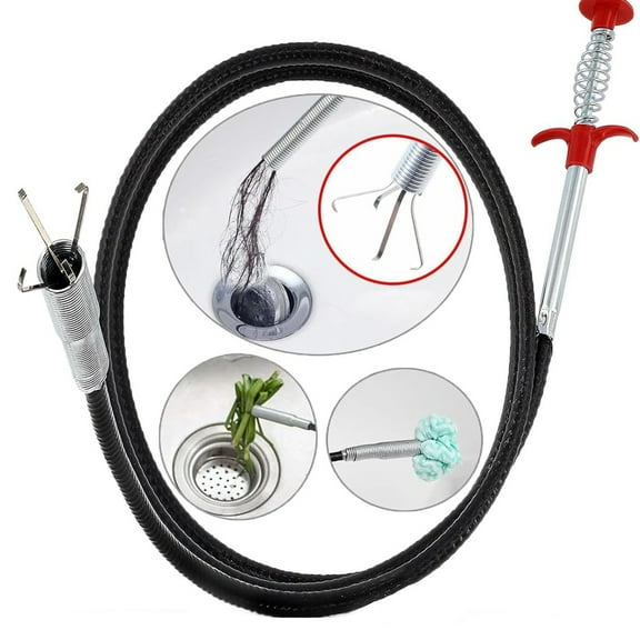 Eoperou Pipe Unclogger Hair Drain Clog Remover Tool Elastic Handle Push-type Design Shower Tub Toilet Clogged Drains Opener Cleaning Tool