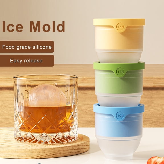 Eoperou Round Ice Ball Maker Silicone Ice Mold for Whiskey Cocktails Bourbon Sphere Ice Cube Tray BPA-Free Easy Release Stackable Kitchen Essential for Home Cafe Restaurant