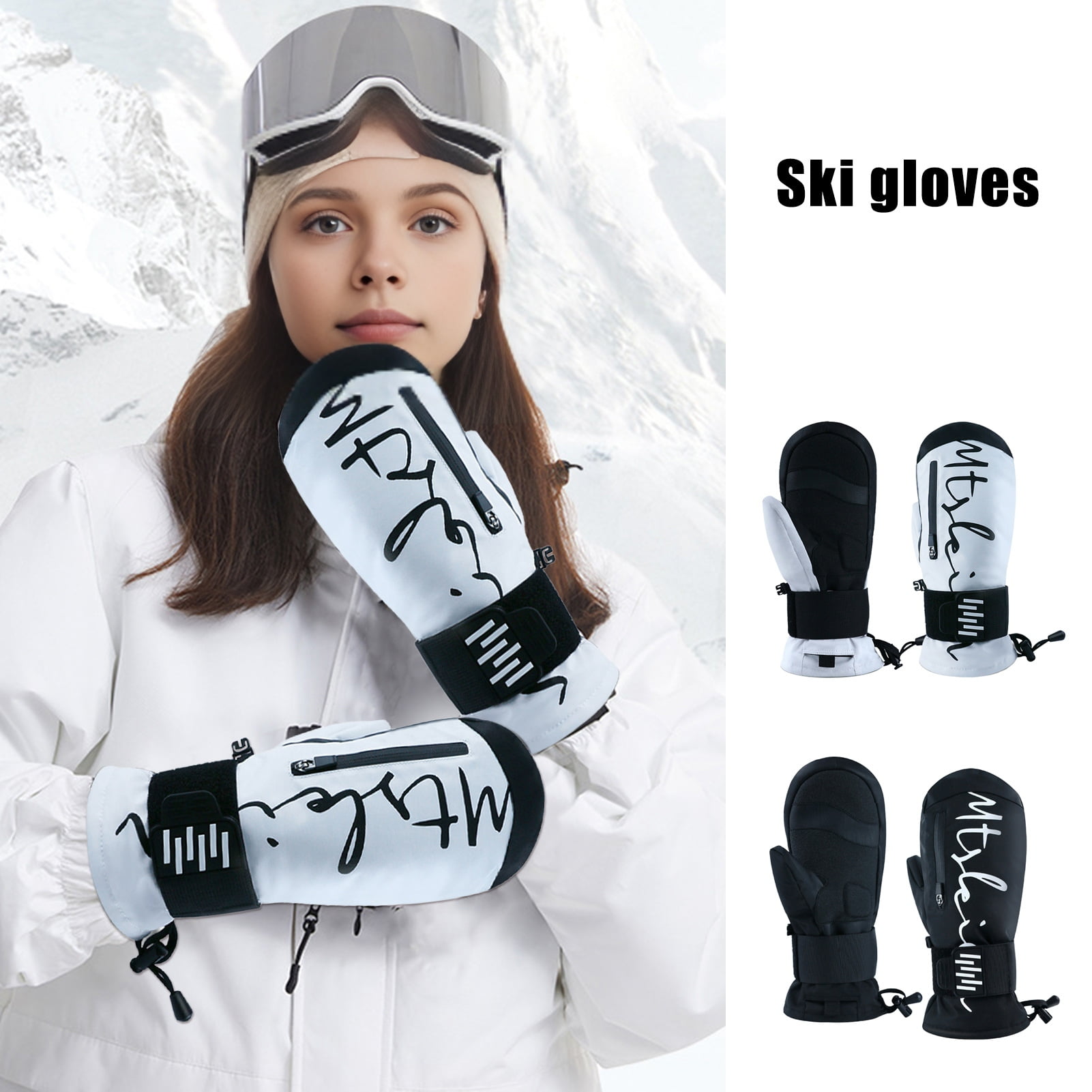 Eoperou Ski Gloves with Built-in Wrist Guards: EVA Shock Absorber Winter Gloves Waterproof Snowboard Gloves