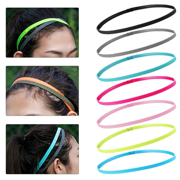 Eoperou Sport Sweatband Solid Color High Elasticity Soft Stretchy Comfortable Narrow Band Anti Slip Sweat Absorption Durable Head Sweat Strip for Running