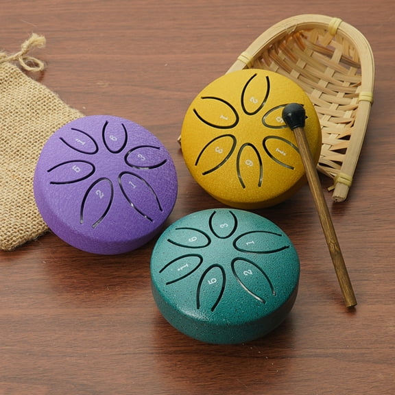 Eoperou Steel Tongue Drum: 3 Inches 6 Notes Outside Garden Rain Chime Mini Chakra Drum Small Ethereal Handpan Drum with Mallet for Zen Yoga