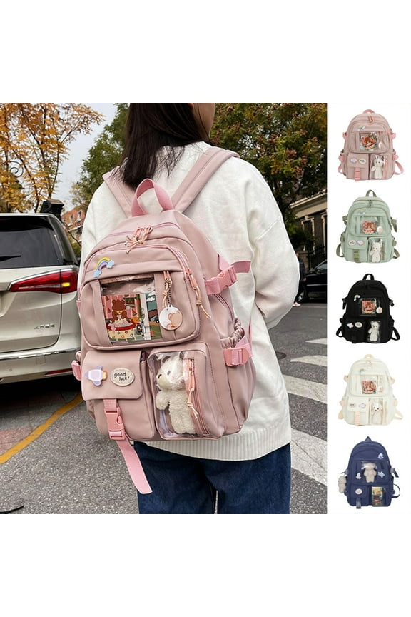 Student Backpack: Ergonomic Large Capacity Rucksack with Plush Bear Doll