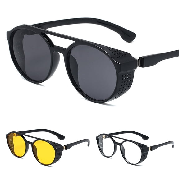 Eoperou Sun Eyeglasses UV-Resistant Solid Construction Plastic Women Men Sunglasses Retro Punk Eyewear Birthday Gift