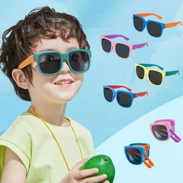 Eoperou UV400 Foldable Polarized Lens Kids Sunglasses Lovely Square Frame Boys Girls Sunglasses Fashion Accessories