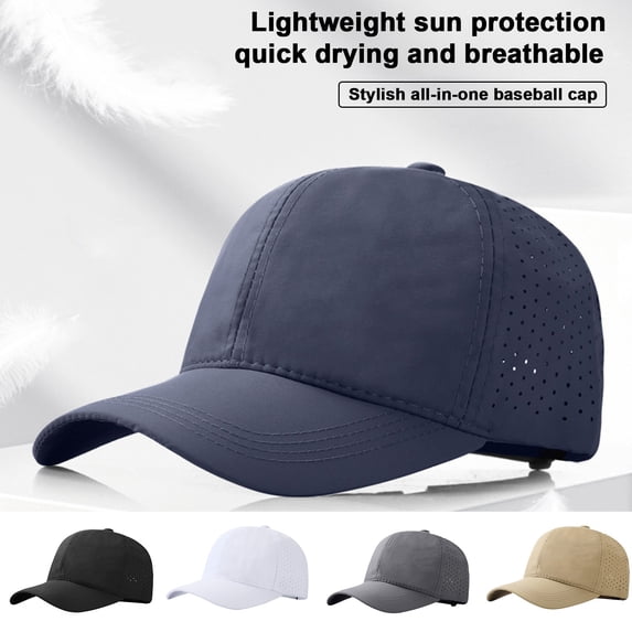 Eoperou Unisex Baseball Hat Hollow Mesh Solid Color Long Brim Anti-UV Sun Protection Quick Dry Splash-resistant Lightweight Outdoor Cap Women Men Hat