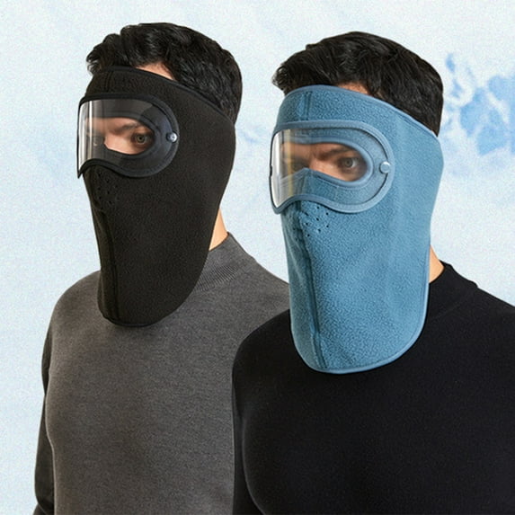 Eoperou Winter Fleece Masque with Detachable Anti-fog Goggle Warm Full Cover Face Masque Windproof Dustproof Half Balaclava Outdoor Riding Accessory