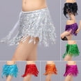 thumbnail image 1 of Eoperou Women Belly Dance Skirt Chain Tassel Sequin Double-layer Lace-up Bohemian Clubwear Performance Mini Waist Wrap Latin Dance Practice Short Skirt Hip Waist Scarf, 1 of 8