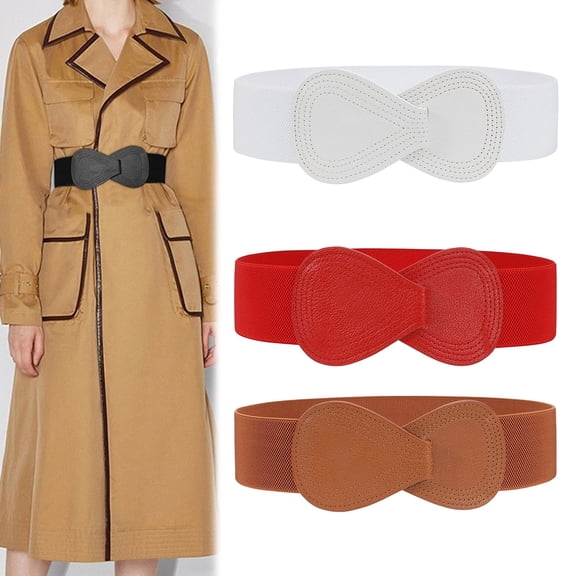 Eoperou Women Belt High Elasticity Cross Bow Wide Band Solid Color Anti-slip Anti-break Great Tenacity Firm Stitching Slim Waist Lady Sweater Dress Waistband Waist Strap