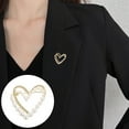 thumbnail image 1 of Eoperou Women Brooch Faux Pearl Rhinestone Decor Heart Shape Stainless Anti-slip Wear-resistant Coat Collar Hat Scarf Decoration Clothes Pin Garment Jewelry, 1 of 8