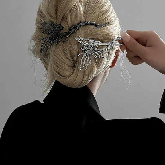 Eoperou Women Hairpin Butterfly Shape Plating Anti Fall Hair Decoration Elegant Bright Luster Twist Clip Hair Clamp for Hair Styling