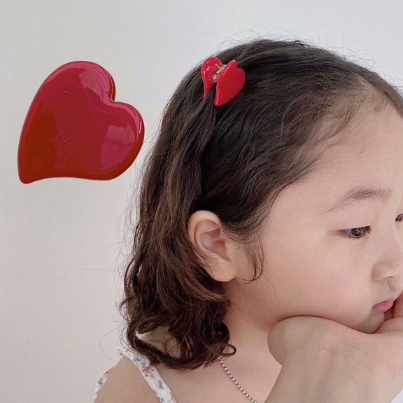 Eoperou Women Hairpin Creative Shape Ultralight Vibrant Color Sweet Easy-wearing Decorative Plastic Love Heart Hair Claw Clip Women Headwear Gift for Women