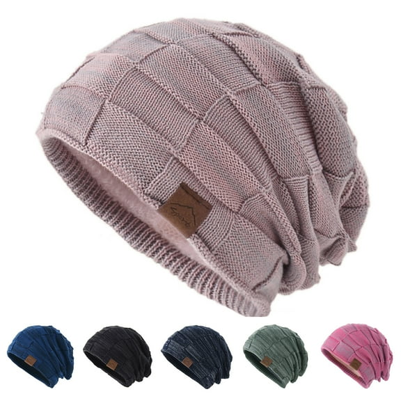 Eoperou Women Hat Solid Color Stretch Dome No Brim Windproof Autumn Winter Thickened Plush Lining Hat Streetwear