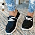 thumbnail image 1 of Eoperou Women Lace-up Slip-on Breathable Non Slip Flat Canvas Sneakers Loafer Shoes, 1 of 7