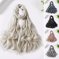 thumbnail image 1 of Eoperou Women Scarf Retro Shiny Tassel Solid Color Headscarf Wide Long Decorative Windproof Glossy Washable Lady Shawl Clothes Accessory, 1 of 8