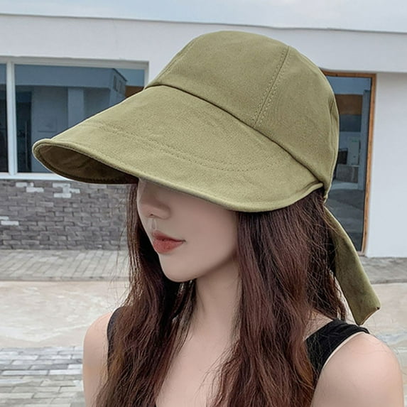 Eoperou Women Sun Hat Big Bow-knot Solid Color All Match Sweet Summer Beach Hat Fashion Accessory