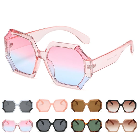 Eoperou Women Sunglasses Irregular Large Frame Cool Lightweight Well-designed Sun-resistant Contrast Color UV Protection Female Sunglasses for Outdoor