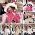 thumbnail image 1 of Eoperou Women Winter Bear Ear Hat Adorable Super Soft Thickened Cold-Proof Ear Protection Beanie Plush Hat with Face Guard, 1 of 8