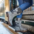 thumbnail image 1 of Eoperou Women Winter Faux Leather Yarn Middle Tube Boots Lace-up Low Heel Bootie Shoes, 1 of 8