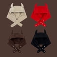 thumbnail image 1 of Eoperou Women Winter Hat Devil Ear Decor Adjustable Solid Color Plush Soft Keep Warm Casual Button Women Beanie Hat Female Headdress, 1 of 8