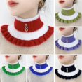 thumbnail image 1 of Eoperou Women Winter Scarf Fake High Collar Color Matching Ruffle Rhinestone Decor Knitted Elastic Warm Windproof Neck Protection Decorative Neck Warmer, 1 of 8