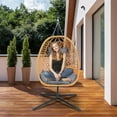 thumbnail image 1 of EortheX Hanging Egg Chair with Cushions – Comfortable Rattan Swing Chair with Stand for Patio, Garden, or Balcony – Stylish and Relaxing Outdoor Lounge Chair, 350LBS Capacity Indoor Outdoor, 1 of 6