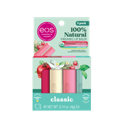 eos 100% Natural & Organic Lip Balm- Strawberry, Mint, Pomegranate, Vanilla, 0.14 oz, 4 Pack