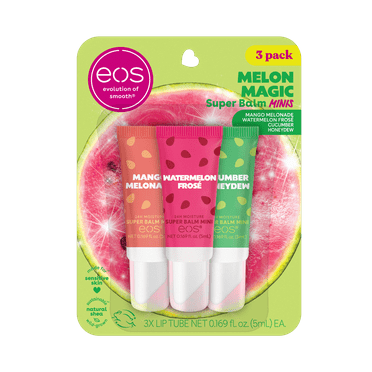 Eos 24H Moisture Super Balm Minis- Melon Magic, Lip Sleeping Mask, 0.169 fl oz, 3-Pack