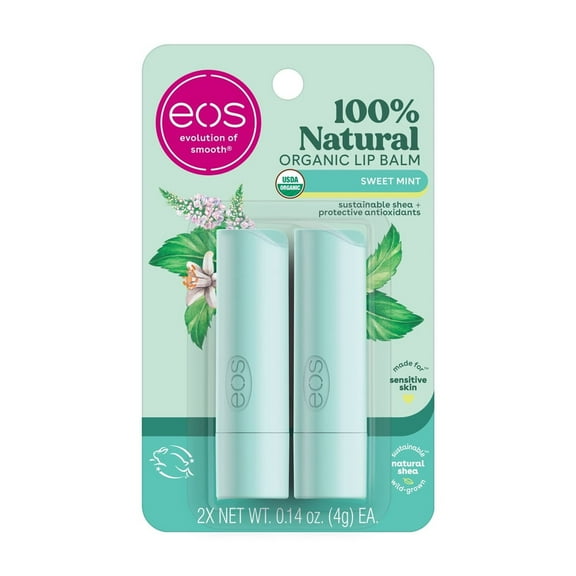 eos Organic Lip Balm Stick, Sweet Mint, 2 Ct (4 pack) (Bundle)